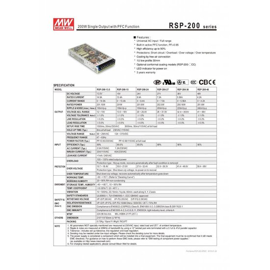 Controlador LED Meanwell 0-200W