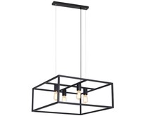 Hanglamp zwart, koper of roest vierkant landelijk E27x4