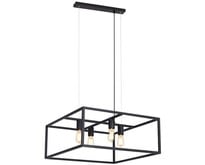 Suspension carrée Fantasia Kago en acier noir, 600x600x250mm, 4x douille E27 (ampoule non incluse), IP20