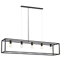 Suspension Fantasia Kago à 5 douilles E27, 150 cm de long, acier, finition rouille (ruggine)