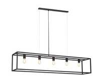 Lampe suspendue noire ou rouille E27x5 1500mm de long