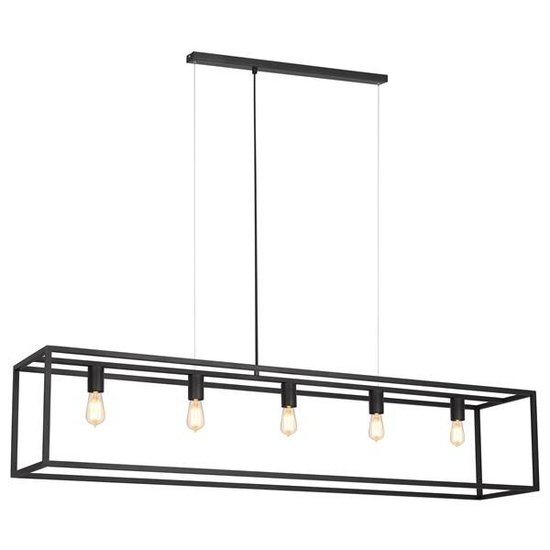 Hanglamp zwart of roest E27x5 1500mm lang