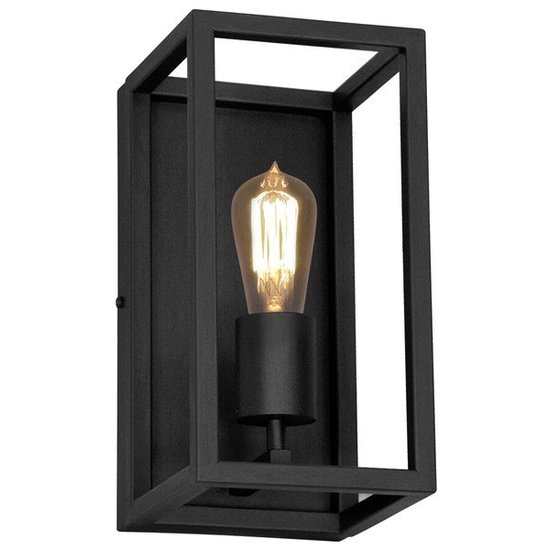Applique murale Fantasia Kago noire, style rustique, acier, douille E27 (ampoule non incluse), 300 mm de haut, IP20