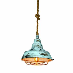 Pendant light white-green-old white industrial 350mm E27