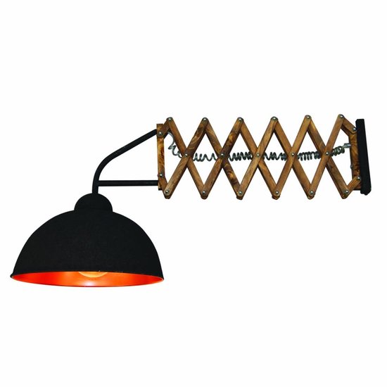 Wandlamp stoer bruin koper, groen 380mm accordeon E27