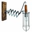 Wall light industrial torch metal wood arm 500mm E27