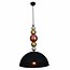 Luminaire suspendu design noir boules bois 380mm E27