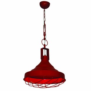 Pendant light industrial with chain red 380mm Ø E27