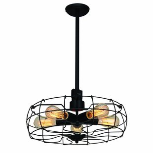 Pendant light kitchen black fan 460mm Ø E27x5