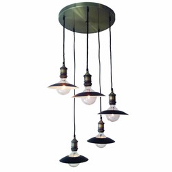 Hanglamp industrieel zwart brons 400mm Ø E27x5