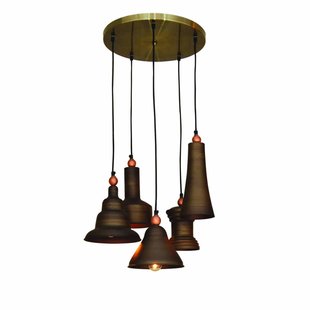 Pendant light fixture brown vintage 400mm Ø E27x5