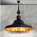 Hanglamp roestbruin geel E27 industrie rond rooster 970mm