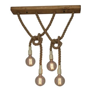 Pendant light cord wood vintage E27x4 900x150mm