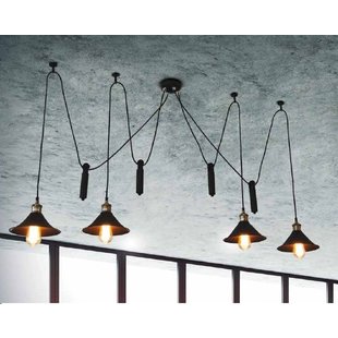 Hanglamp zwart koper industrieel 1500mm Ø E27x4