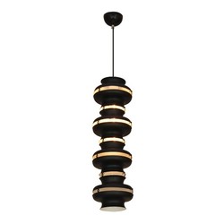 Pendant light industrial with rings black white 650mm H