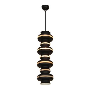 Pendant light industrial with rings black white 650mm H