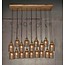 Hanglamp woonkamer hout glas gril vintage E27x18 1300mm