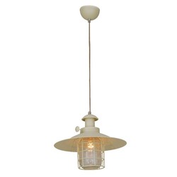 Hanglamp kap industreel beige glas kooi E27 340mm Ø