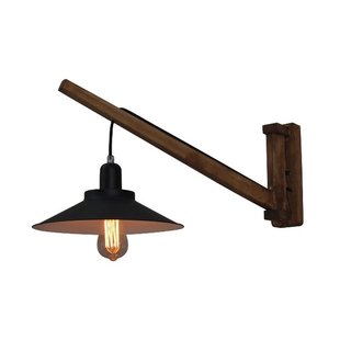 Wall light E27 wood vintage 310mm diameter black shade