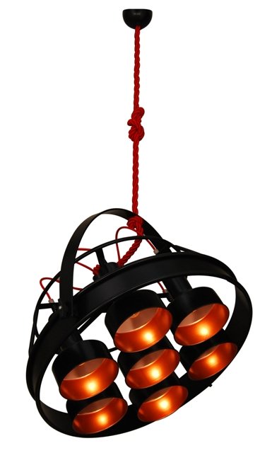 Signaal Overeenkomend Laatste Hanglamp zwart koper industrieel 700mm Ø E27x7 | My Planet LED