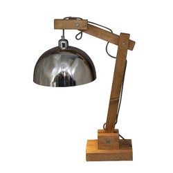 Lampe de bureau scandinave blanche avec bois courbé E27