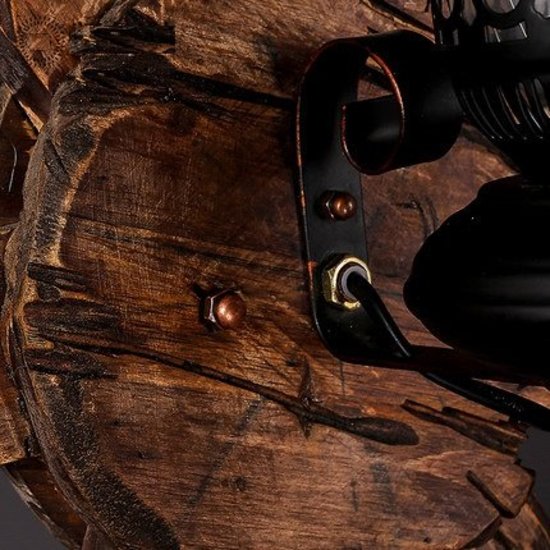 Wandlamp stoer hout wiel kandelaar 580x580mm E14