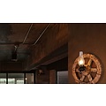 Aplique de pared industrial rueda madera antorcha 580mm Ø