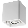 Plafonnier ZivaBox Fantasia en plâtre blanc, design carré, pour 1 spot GU10 (ampoule non incluse), 130x130x135mm, orientable 30°, IP20