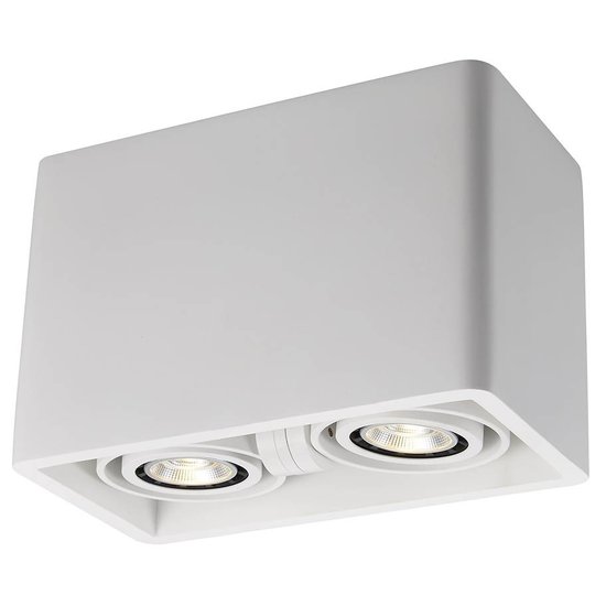 Fantasia Fantasia Zivabox surface-mounted spotlight GU10x2, plaster/aluminium, 130x130x135mm, tiltable 30°, IP20