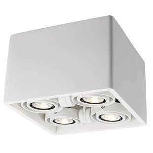 Ceiling lamp white plaster square design GU10x4 205x205mm