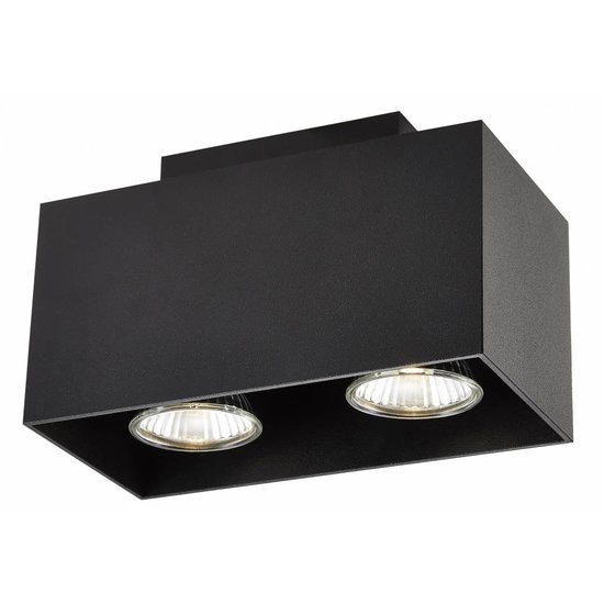 Plafonnier Fantasia Kubo en aluminium blanc, 2 spots LED GU10 5W, 2700K, dimmable, 180x90x110mm