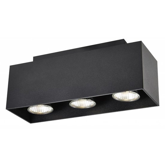Fantasia Kubo ceiling light, rectangular, 3x GU10 5W LED incl., 270x90mm, dimmable, black