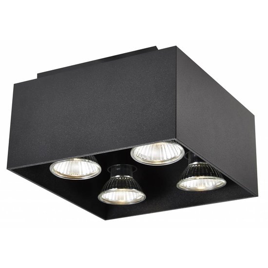 Fantasia Kubo square ceiling lamp, black aluminium, 4x GU10 fitting (bulbs not included), 180x180x110mm, IP20