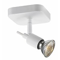 Fantasia Sonar II (blanc) : plafonnier carré avec spot GU10 orientable sur tige, 100x100x140 mm, aluminium, IP20, ampoule GU10 non incluse.