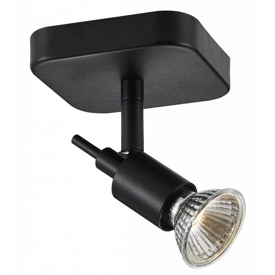 Fantasia Sonar II (weiß): quadratische Deckenleuchte mit drehbarem GU10-Spot auf Stab, 100x100x140 mm, Aluminium, IP20, GU10-Lampe nicht enthalten.