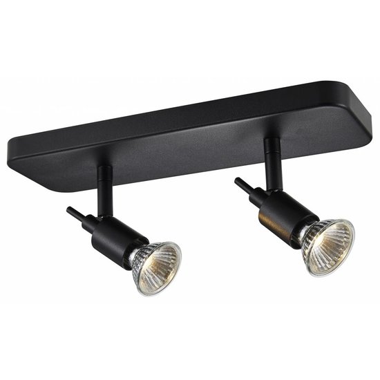 Plafonnier spot GU10 blanc ou noir sur tige 2x5W LED