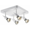 Fantasia Sonar II plafonnier 4 spots GU10 orientables sur tige – aluminium, blanc, 240x240x140 mm, dimmable