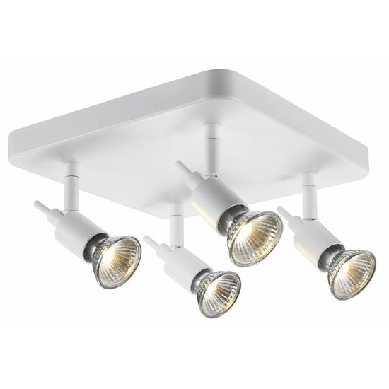 Fantasia Sonar II plafonnier 4 spots GU10 orientables sur tige – aluminium, blanc, 240x240x140 mm, dimmable