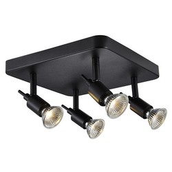 Plafón 4 focos blanco o negro GU10 sobre varilla 4x5W LED