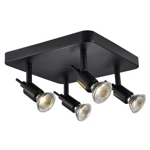 Plafondlamp 4 spots wit of zwart GU10 op stang 4x5W LED