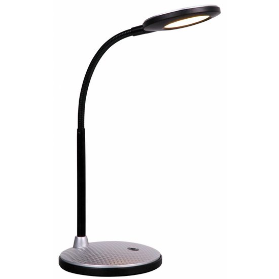 Fantasia desk lamp LED black with silver, 365mm high, 5W SMD LED, 350 lumens, 3000K warm white, adjustable