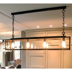 Hanging lamp country style glass chain 125cm long E27x4