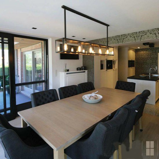 Authentage Lampe suspendue style campagnard chaîne en verre 150cm de long E27x5