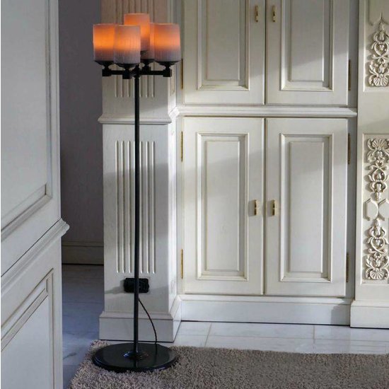Authentage Lampe sur pied rurale chandelier bougies LED x5 140cm