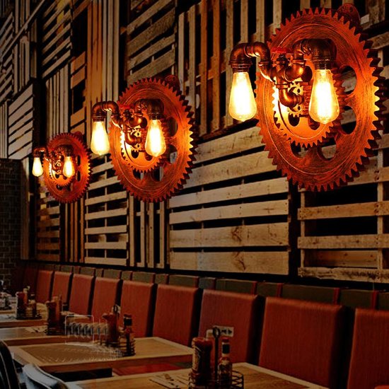 Industrial wall light wheel and valve 420mm Ø 2xE27