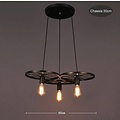 Industriële hanglamp 3 wielen spaken E27x3 zwart of roestkleur
