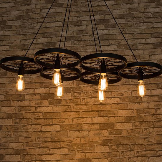 Luminaire suspendu vintage avec 6 roues pour éclairage LED