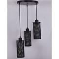 Industrielle Pendelleuchte mit 3 schwarzen Lampenschirmen von 25 cm