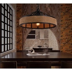 Industrial hanging lamp with rope 43cm diameter E27
