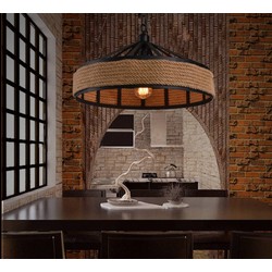 Industriële hanglamp met touw 43cm diameter E27